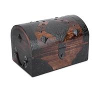 Ajuny Cofre del Tesoro Decorativo de Madera Hecho a mano de Caja de Almacenamiento de Joyas con Diseño de Tiras de Concha Soporte Multiusos para Recuerdos de Viaje Regalos - 9 x 6 pulgadas