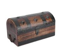 Ajuny Cofre del Tesoro Pirata de Madera de Mango 28x15 cm - Baúl Decorativo Hecho a Mano con Detalles de Concha y Flores, Caja de Almacenamiento para Joyas, Recuerdos y Baratijas, Regalo Original