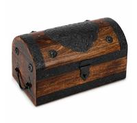 Ajuny Cofre del Tesoro Pirata de Madera de Mango Hecho a Mano, Caja Decorativa Vintage para Joyas Recuerdos y Baratijas, Baúl con Tiras de Concha, Organizador Rústico para Regalo 28 x 15 x 15 cm