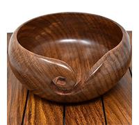 Ajuny Cuenco para Lana de Madera Hecho a Mano | Yarn Bowl con Espiral Profunda y Orificios | Organizador y Soporte de Ovillos Antienredos para Tejer, Crochet y Ganchillo | Regalo para Tejedores