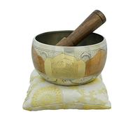 Ajuny Hermoso cuenco tibetano budista, viene con palo y cojín, ideal para meditaciones y sanación de sonido, 10 cm