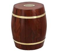 Ajuny Hucha de Madera con Forma de Barril Hecha a Mano de India con Detalles de Latón Tamaño del Artefacto Artesanal - 7.5 x 6 Pulgadas