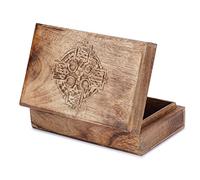 Ajuny Joyero de Madera Decorativo Hecho a mano con Diseño de cruz Organizador de Viaje Multiusos para Guardar Recuerdos Cofre del Tesoro porta Baratijas Regalar 20,3 x 12,7 cm