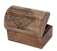 Ajuny Joyero de Madera Diseño de Cruz Cofre del Tesoro Decorativo de 23 x 15 cm Pequeño Organizador de Recuerdos para Baratijas Regalos Decoración para Hombres Mujeres y el Hogar
