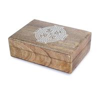 Ajuny Joyero De Madera Hecho A Mano, Decorativo Diseño De Cruz Celta 8x5