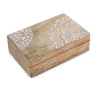 Ajuny Joyero De Madera Hecho A Mano, Decorativo Diseño Flores Esquina 8x5