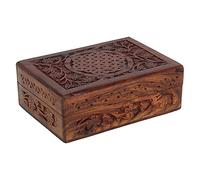 Ajuny Joyero de Madera Hecho a mano para Mujer Organizador de Viaje con Diseño Floral Tallado a mano Multiusos para Guardar Recuerdos Cofre Decorativo Vintage Regalo 7 x 5 pulgadas