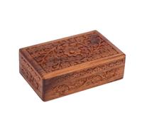 Ajuny Joyero de Madera Tallada a Mano Caja para Joyas Diseño Floral Vintage