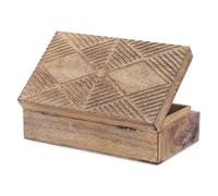 Ajuny Joyero De Madera Tallada A Mano, Decorativo Diseño Línea Recta 8x5