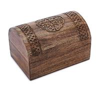 Ajuny Joyero de Madera Tallado a Mano Diseño Celta - Caja Decorativa Rústica 20 x 12,7 cm, Cofre del Tesoro para Joyas y Recuerdos, Organizador Multiusos de Viaje, Regalo para Hombre y Mujer