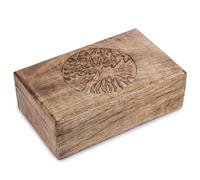Ajuny Joyero Decorativo De Madera Hecho A Mano Con Tallas De Árbol Central Multiusos Para Guardar Recuerdos Viajes Regalos 8 X 5 Pulgadas