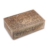 Ajuny Joyero Decorativo de Madera Tallada a mano Diseño de Tallas de árbol de la Vida Organizador de Almacenamiento de Recuerdos Multiusos Cofre del Tesoro Soporte para Baratijas ideal para Regalos