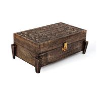 Ajuny Joyero vintage hecho a mano con madera envejecida, almacenamiento multiusos de relojes, llaves, recuerdos, pequeño organizador seguro, cofre del tesoro