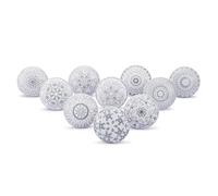 Ajuny Juego de 10 pomos de Cerámica con Estampado Gris y Blanco para Puertas de Armarios Cajones y Muebles Tiradores Decorativos de Cerámica Hechos a mano para Cocina y Tocador
