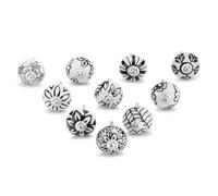 Ajuny Juego de 10 Pomos de Cerámica en Blanco y Negro para Armarios de Cocina y Cajones Muebles de Armario Tocador de Baño Tiradores Decorativos Pintados a Mano Pomo con Acabado Brillante