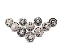 Ajuny Juego de 10 Pomos de Cerámica en Negro y Marrón para Armarios de Cocina y Cajones Muebles de Armario Tocador de Baño Tiradores Decorativos Pintados a Mano con Acabado Brillante