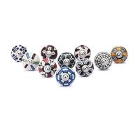 Ajuny Juego de 10 Pomos de Cerámica Pintados a Mano Florales Multicolores para Armarios Cajones Cómodas y Muebles Tiradores Decorativos para Armarios y Decoración de Cocina