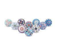 Ajuny Juego de 10 Pomos de Cerámica Tiradores Decorativos con Estampado Multicolor para Cajones Muebles de Armarios Cocinas y Tocadores de Baño Acabado Brillante El Mejor Regalo