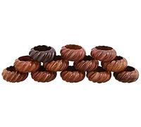 Ajuny Juego de 12 anillos decorativos de madera hechos a mano para decoración de mesa de fiesta, regalos