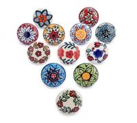 Ajuny Juego de 12 Pomos de Cerámica Modernos Multicolores Pintados a Mano para Cómoda Cajón Armarios Muebles Puertas Baños Cajones Cocinas Tiradores Vintage Pomos Decorativos