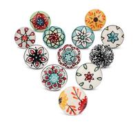 Ajuny Juego de 12 Pomos de Cerámica Multicolores Pintados a Mano con Puntos Decorativos para Armarios Cajones Alacenas de Cocina Tocadores de Baño y Muebles con Acabado Brillante