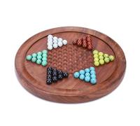 Ajuny Juego de 12 Pulgadas Dama China de Madera con 60 canicas de Cristal Brillantes en 6 Juegos de Estrategia niños y Adultos, enriquece tu Noche de Juegos Familiares