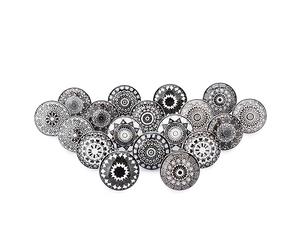 Ajuny Juego de 18 Pomos de Cerámica Blanco y Marrón Oscuro, Pintados a Mano - Tiradores Decorativos para Armarios, Cajones y Puertas de Cocina y Baño, Herrajes con Acabado Brillante