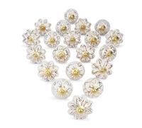 Ajuny Juego de 20 Pomos de Cerámica Blanco y Dorado para Puertas de Armarios Cajones y Muebles para Armarios de Cocina Tocadores de Baño Tiradores Decorativos de Cerámica Hechos a Mano