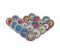 Ajuny Juego de 20 Pomos de Cerámica con Estampado Floral Multicolor para Puertas de Armarios Cajones Muebles Cocinas Baños y Tocadores Acabado Brillante Decorativos