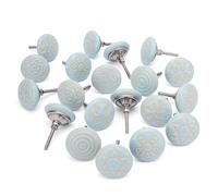 Ajuny Juego de 20 Pomos de Cerámica Turquesa Claro para Cajones, Armarios, Muebles de Baño y Cocina, Tiradores Decorativos Hechos a Mano, Estilo Vintage
