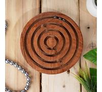 Ajuny Juego de Laberinto Redondo de Madera con Bolas Metálicas - Rompecabezas de Mesa Educativo y de Habilidad para Niños y Adultos, Juego de Viaje Portátil 15 cm