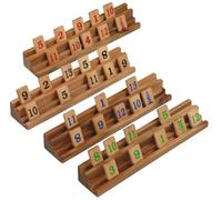 Ajuny Juego de Mesa Rummy-108 Fichas Numeradas y 4 Soportes de Madera 10"