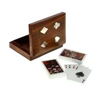 Ajuny Madera Caja Para Cartas De Juego Con Doble Piso Y Latón Diseño 6.25"