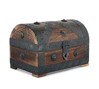 Ajuny Madera Cofre Del Tesoro Pirata De Diseño De Franjas De Conchas 9x6
