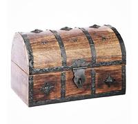 Ajuny Madera Cofre Del Tesoro Pirata De Diseño De Franjas De Conchas 9x6