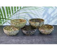 Ajuny Olla para ahumar de esteatita natural | Cuenco de piedra | Tazón de adivino e incienso, hoja tallada a mano, diseño tallado, mesa de cocina para el hogar, regalo decorativo, 5 pulgadas