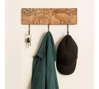 Ajuny Perchero de Pared de Madera con 3 Ganchos - Diseño de Elefante para Colgar Abrigos, Toallas, Batas y Ropa - Colgador Decorativo para Entrada, Hogar y Regalos - 38x15 cm.