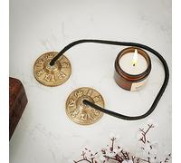 Ajuny Platillos Tibetanos Tingsha Campanas Meditación Budista Yoga Campanas Símbolos OM Mane Padme Hum Manjira en Relieve Espirituales Regalos