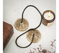Ajuny Platillos Tibetanos Tingsha de Latón para Meditación y Yoga - Campanas Budistas Manjira en Relieve, Sonido Claro y Resonante, Timbre Largo, 6 cm, Hechos a Mano, Set de 2