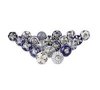 Ajuny Pomos De Cerámica Azul Blanca Pintados A Mano Diseño Floral Set De 20
