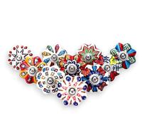 Ajuny Pomos de Cerámica con Diseño de Puntos Multicolores para Armarios Cajones y Muebles con Diseño de Calabaza para Armarios de Cocina Tocador Acabado Brillante Juego de 10