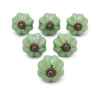 Ajuny Pomos de Cerámica Pintadas a Mano en Verde para Gabinetes Cajones y Muebles Tiradores para Cocina Baño Tocador Manijas Decorativas Brillantes Juego de 6 Perillas con Diseño de Calabaza