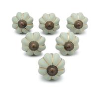 Ajuny Pomos de cerámica verde pastel pintados a mano para armarios, cajones, armarios y tiradores de muebles para cocina, baño, cómoda, tiradores decorativos brillantes, pomos de calabaza, juego de 6