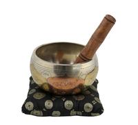 Ajuny Precioso cuenco tibetano budista de latón, regalo ideal para meditación y terapia de sonido, 10 x 7 cm