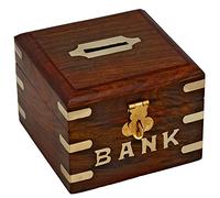 Ajuny Premium Wooden Collectibles Pequeña Hucha Cuadrada Regalo para Niños y Niñas Tamaño 4x4x3 Pulgadas