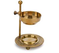 Ajuny Quemador de Incienso de Latón Dorado Ajustable | Soporte para Conos, Carbón y Vela de Té | Difusor de Aromas con Tapa Regulable | Decoración del Hogar y Meditación | Regalo