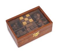 Ajuny Set de Juegos de Rompecabezas de Madera - Desafiantes 3D para Adolescentes y Adultos con Caja de Almacenamiento Decorativa para Pruebas de IQ, Juegos Artesanales como Regalos