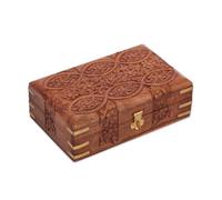 Ajuny Tallada A Mano Caja De Joyería De Madera Con Vintage Diseño Floral