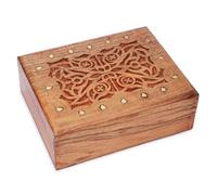 Ajuny Tallada A Mano Caja De Joyería De Madera Decorativo Diseño Celta 9x7