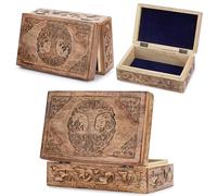 Ajuny Tallada A Mano Madera De Joyas Caja Celta Árbol De La Vida Diseño 8x5